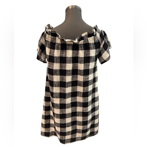 Corey Lynn Calter Black White Gingham Off Shoulder Dress S Anthropologie Style - Picture 6 of 12